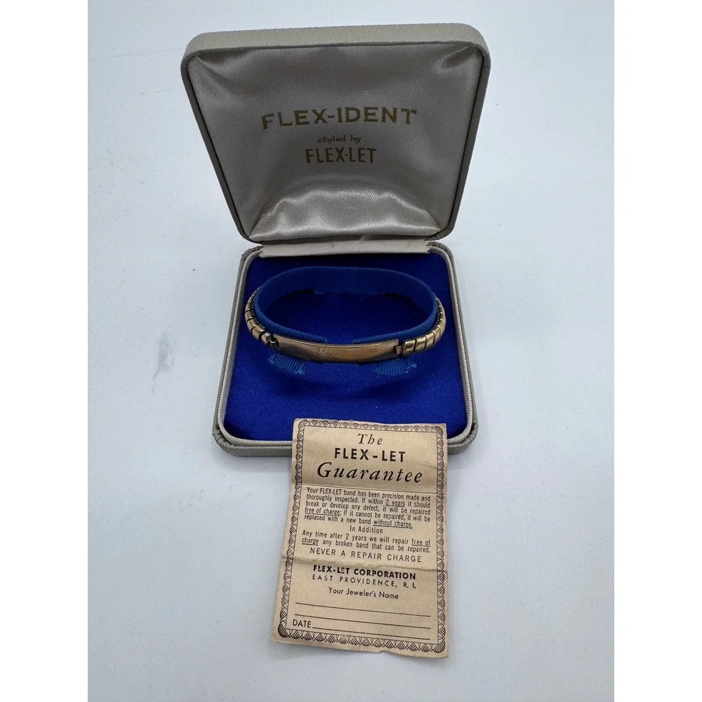 Vintage Flex-Let Flex-Ident 10KT Gold Filled ID Bracelet‎ Engraved Duane/Merle